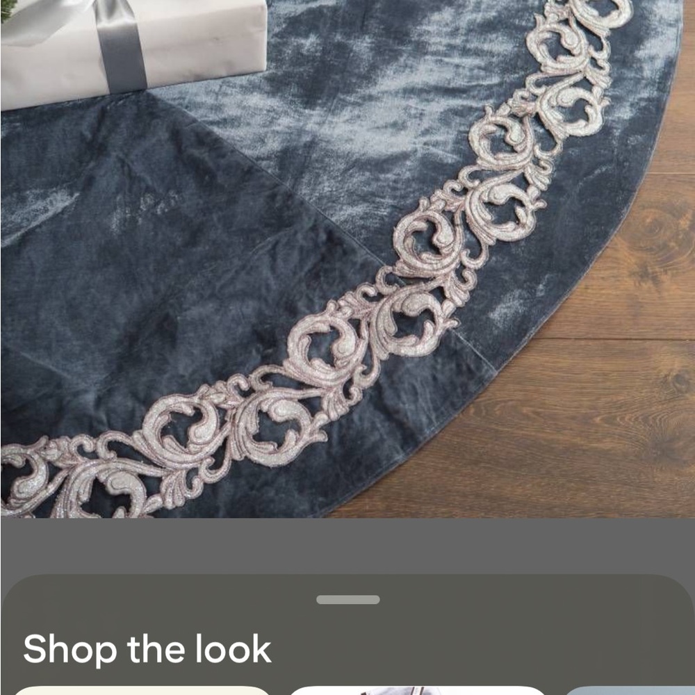 French Blue Velvet Tree Skirt 60" - - Picture 5 of 5